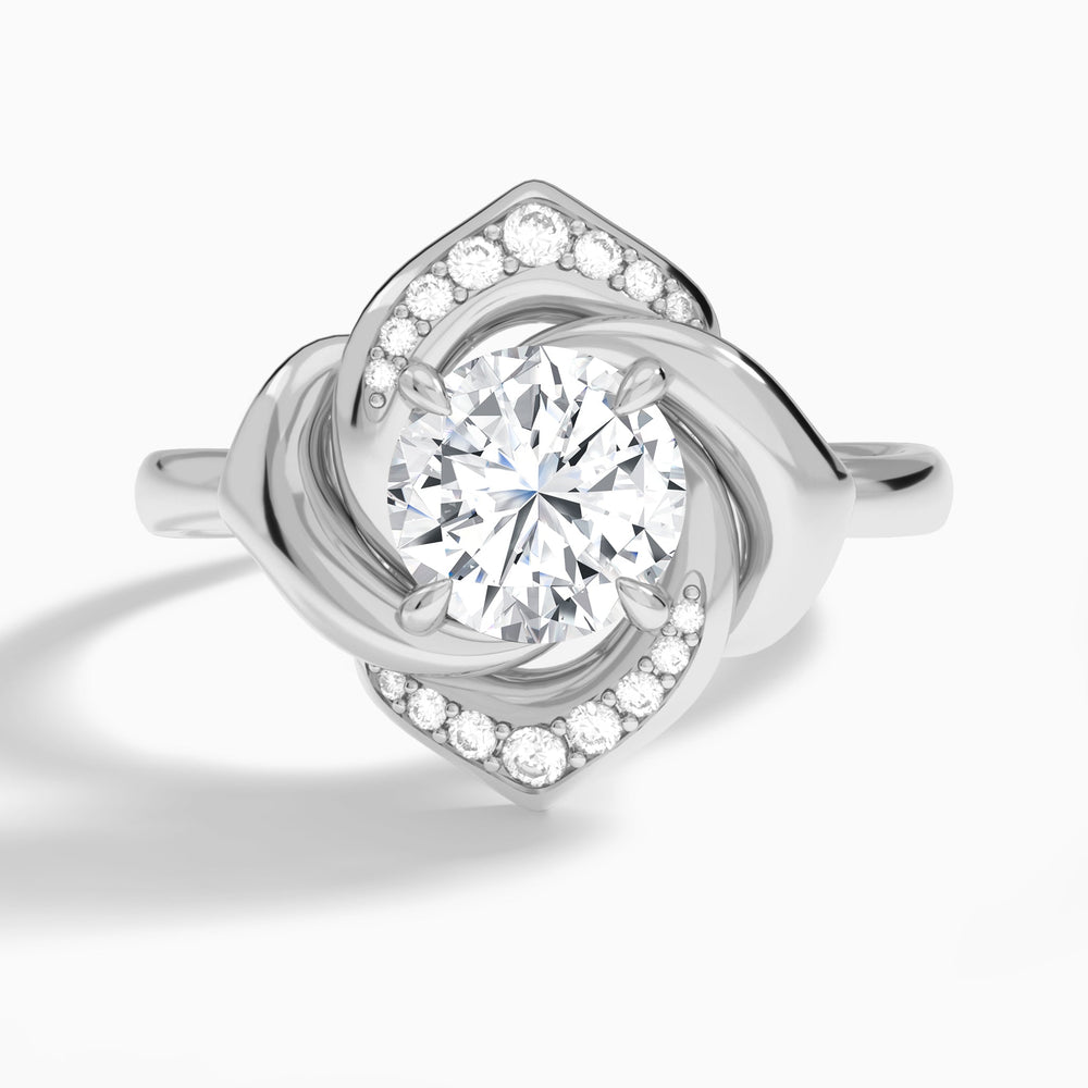 Round Rosé Lab Grown Diamond Engagement Ring In 14K White Gold - Lucenjuri