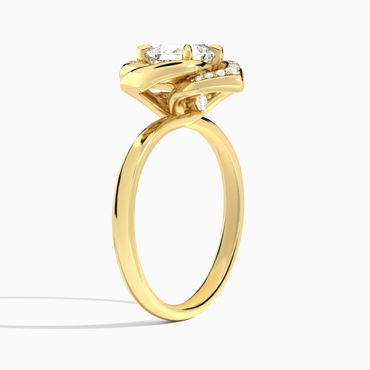 Asscher Rosé Lab Grown Diamond Engagement Ring In 18K Yellow Gold, Angle View