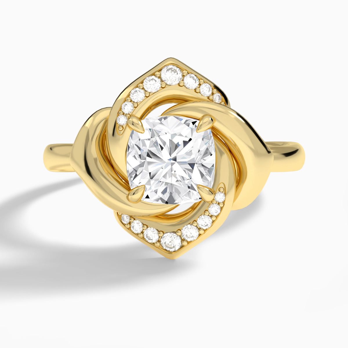 Cushion Rosé Lab Grown Diamond Engagement Ring In 18K Yellow Gold - Lucenjuri