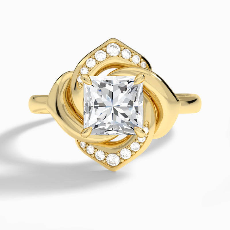 Princess Rosé Lab Grown Diamond Engagement Ring In 18K Yellow Gold - Lucenjuri