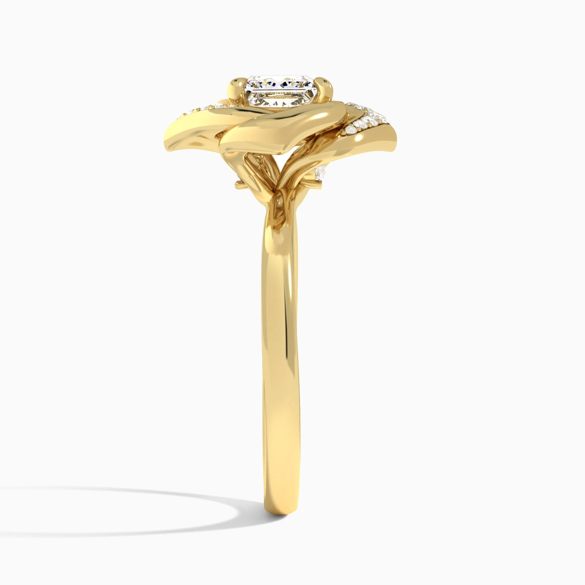 Princess Rosé Lab Grown Diamond Engagement Ring In 14K Yellow Gold, Side View