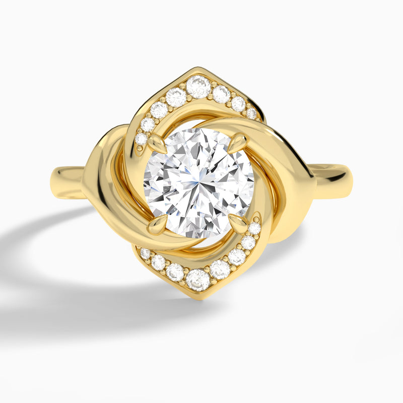 Round Rosé Lab Grown Diamond Engagement Ring In 14K Yellow Gold - Lucenjuri