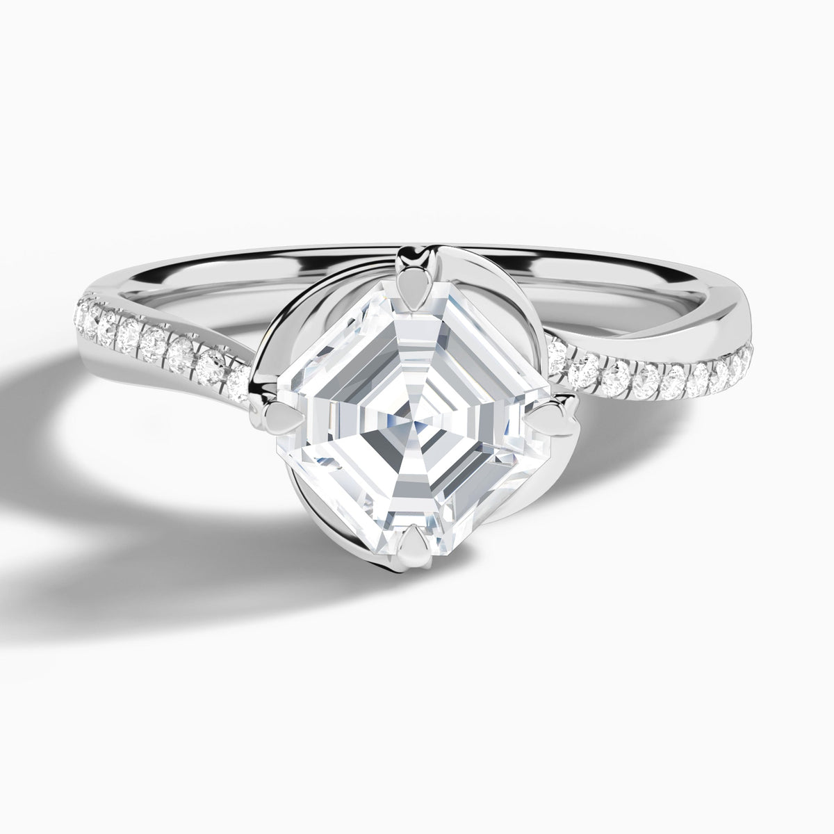 Asscher Amber Lab Grown Diamond Engagement Ring In Platinum - Lucenjuri