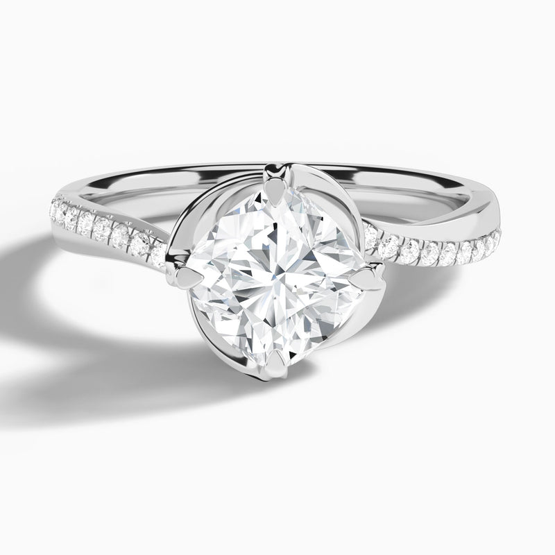 Cushion Amber Lab Grown Diamond Engagement Ring In Platinum - Lucenjuri