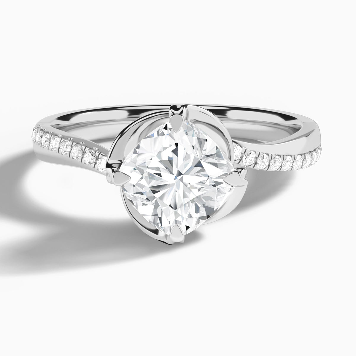 Cushion Amber Lab Grown Diamond Engagement Ring In Platinum - Lucenjuri