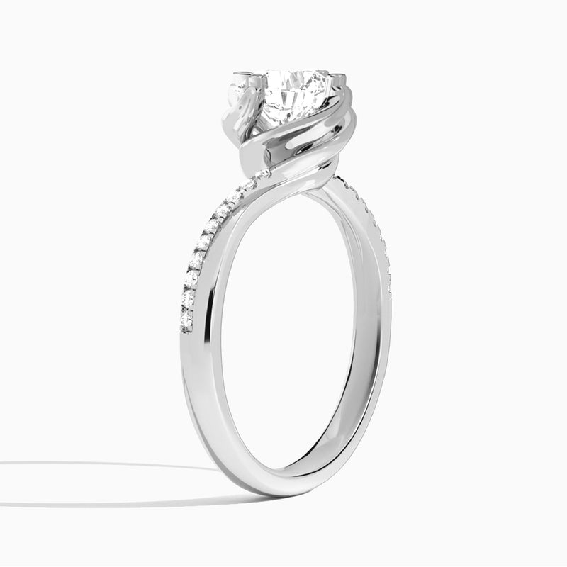 Cushion Amber Lab Grown Diamond Engagement Ring In Platinum, Angle View