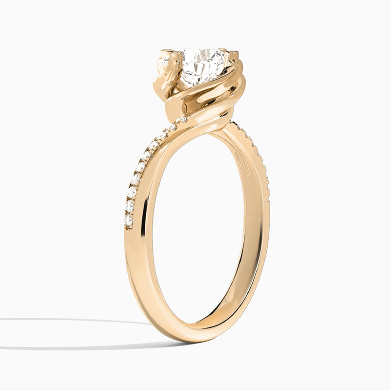 Cushion Amber Lab Grown Diamond Engagement Ring In 14K Rose Gold, Angle View