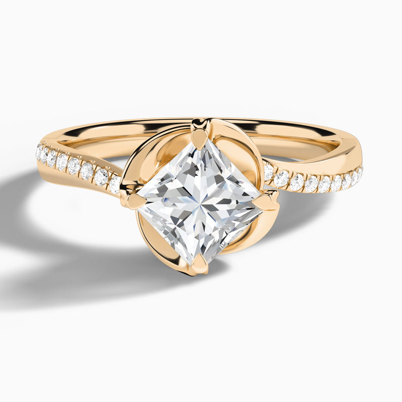 Princess Amber Lab Grown Diamond Engagement Ring In 14K Rose Gold - Lucenjuri