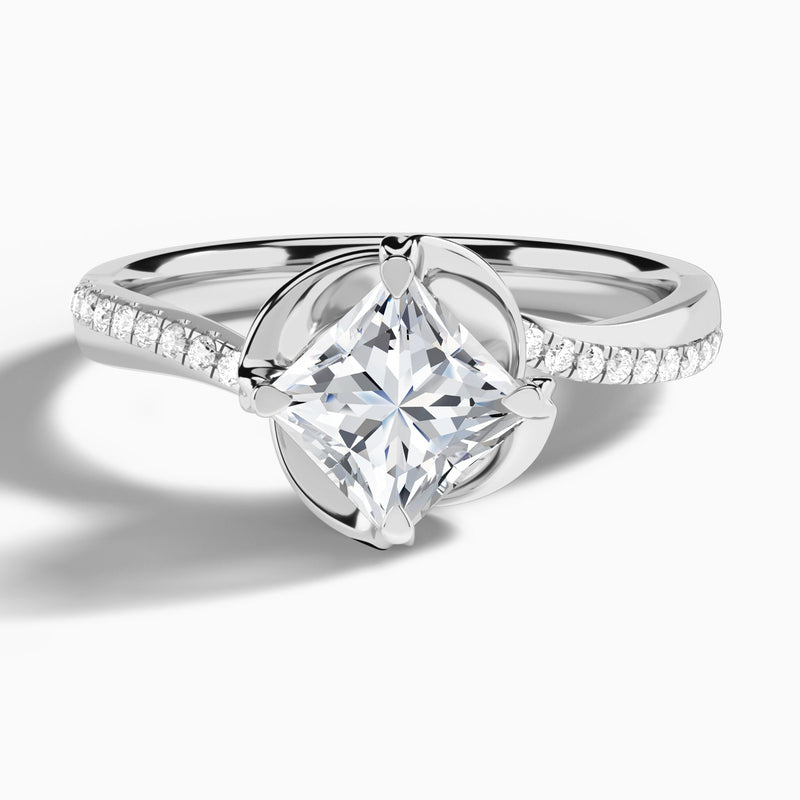 Princess Amber Lab Grown Diamond Engagement Ring In 14K White Gold - Lucenjuri