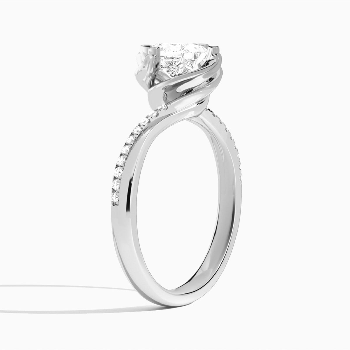 Princess Amber Lab Grown Diamond Engagement Ring In 18K White Gold, Angle View