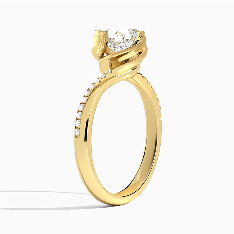Asscher Amber Lab Grown Diamond Engagement Ring In 14K Yellow Gold, Angle View