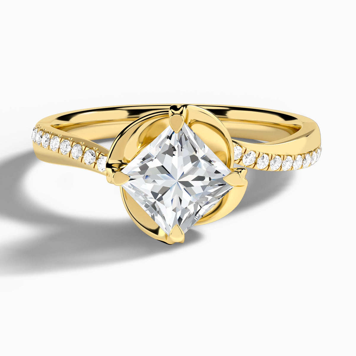 Princess Amber Lab Grown Diamond Engagement Ring In 14K Yellow Gold - Lucenjuri