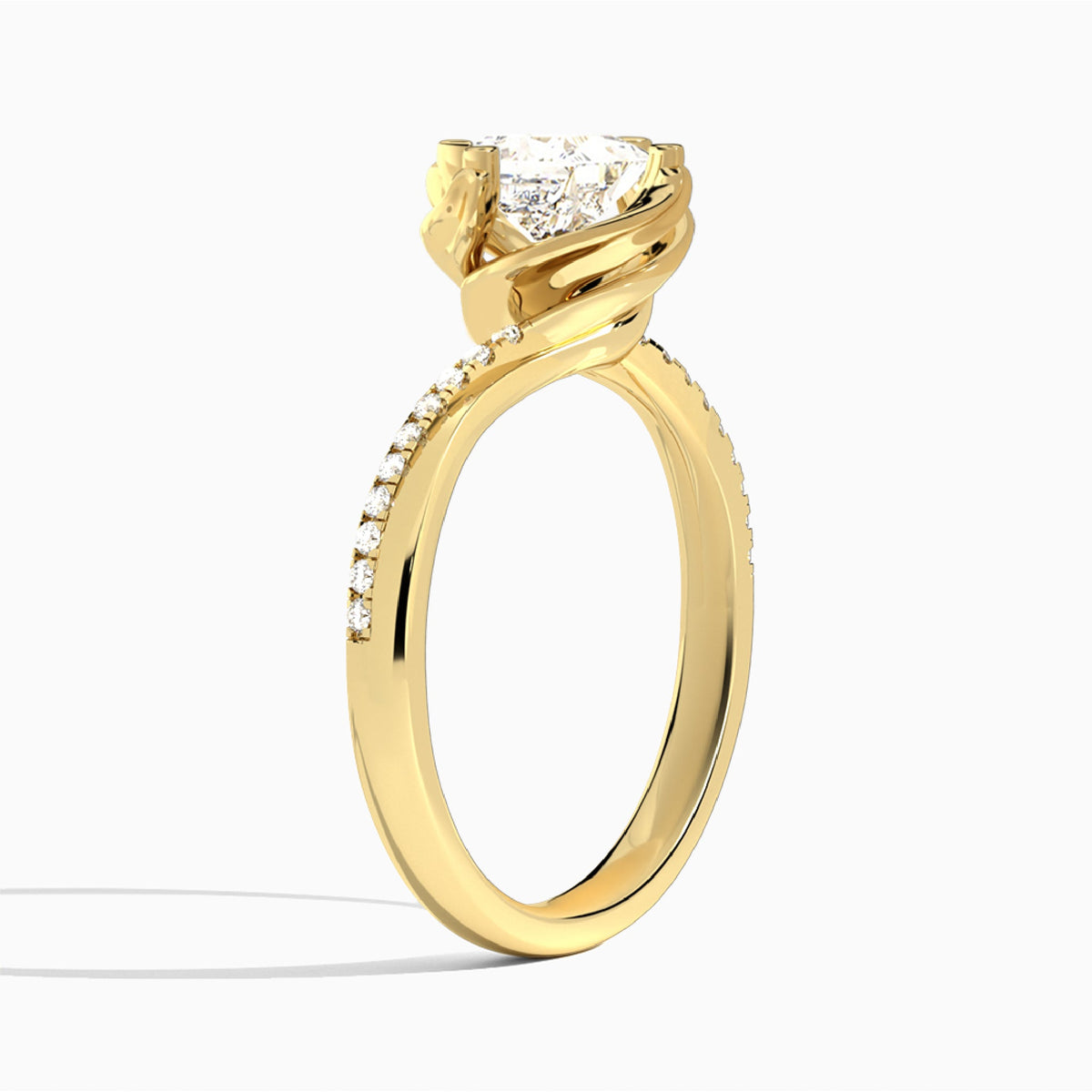 Princess Amber Lab Grown Diamond Engagement Ring In 18K Yellow Gold, Angle View