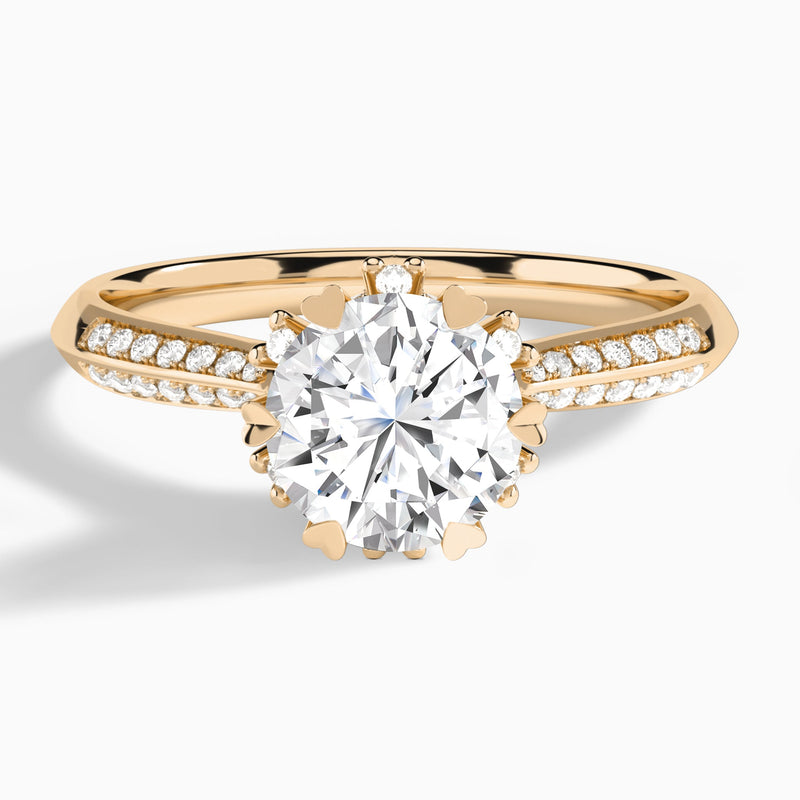 Round Accented Knife-Edge Lab Diamond Engagement Ring In 14K Rose Gold - Lucenjuri