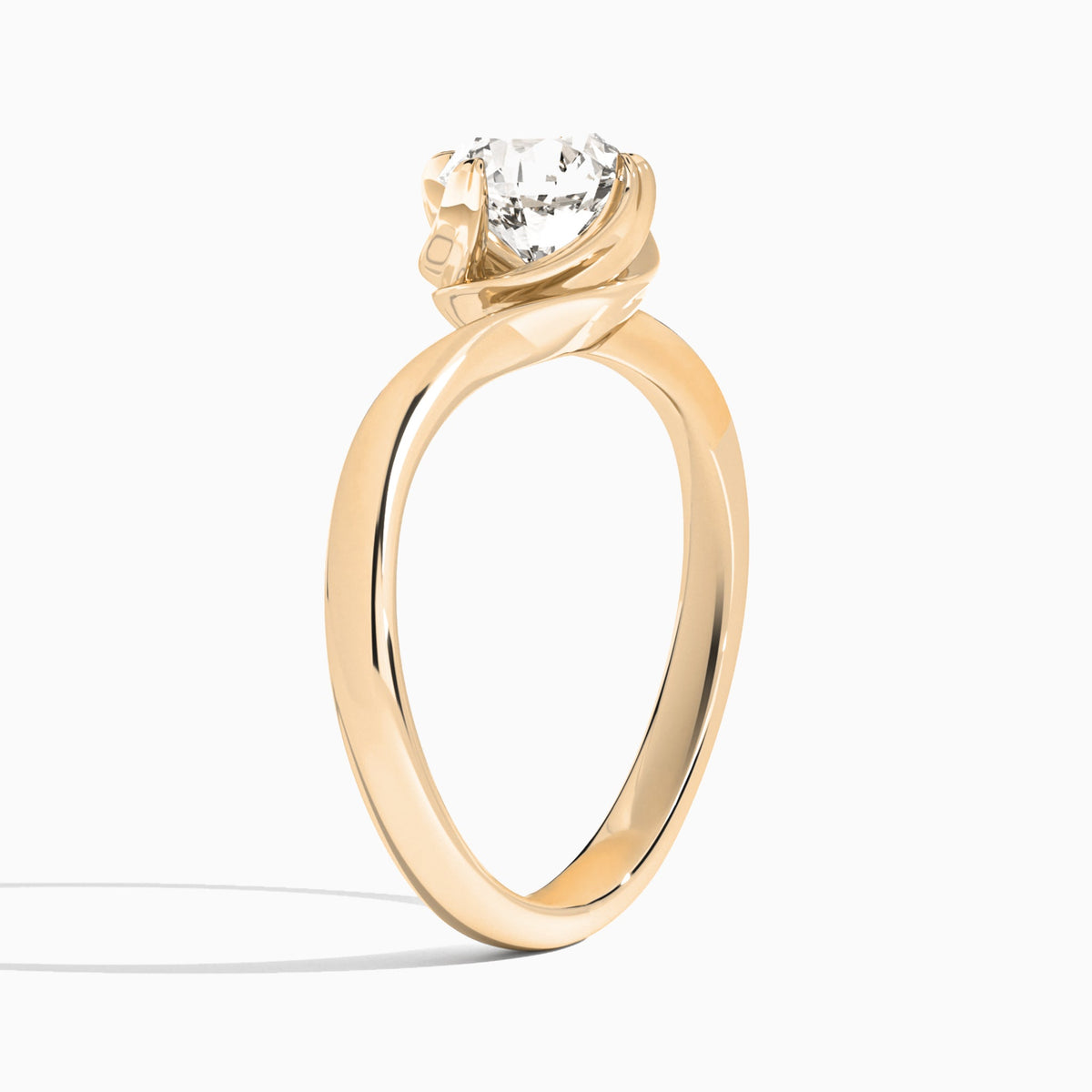 Round Calla Solitaire Lab Grown Diamond Engagement Ring In 14K Rose Gold, Angle View