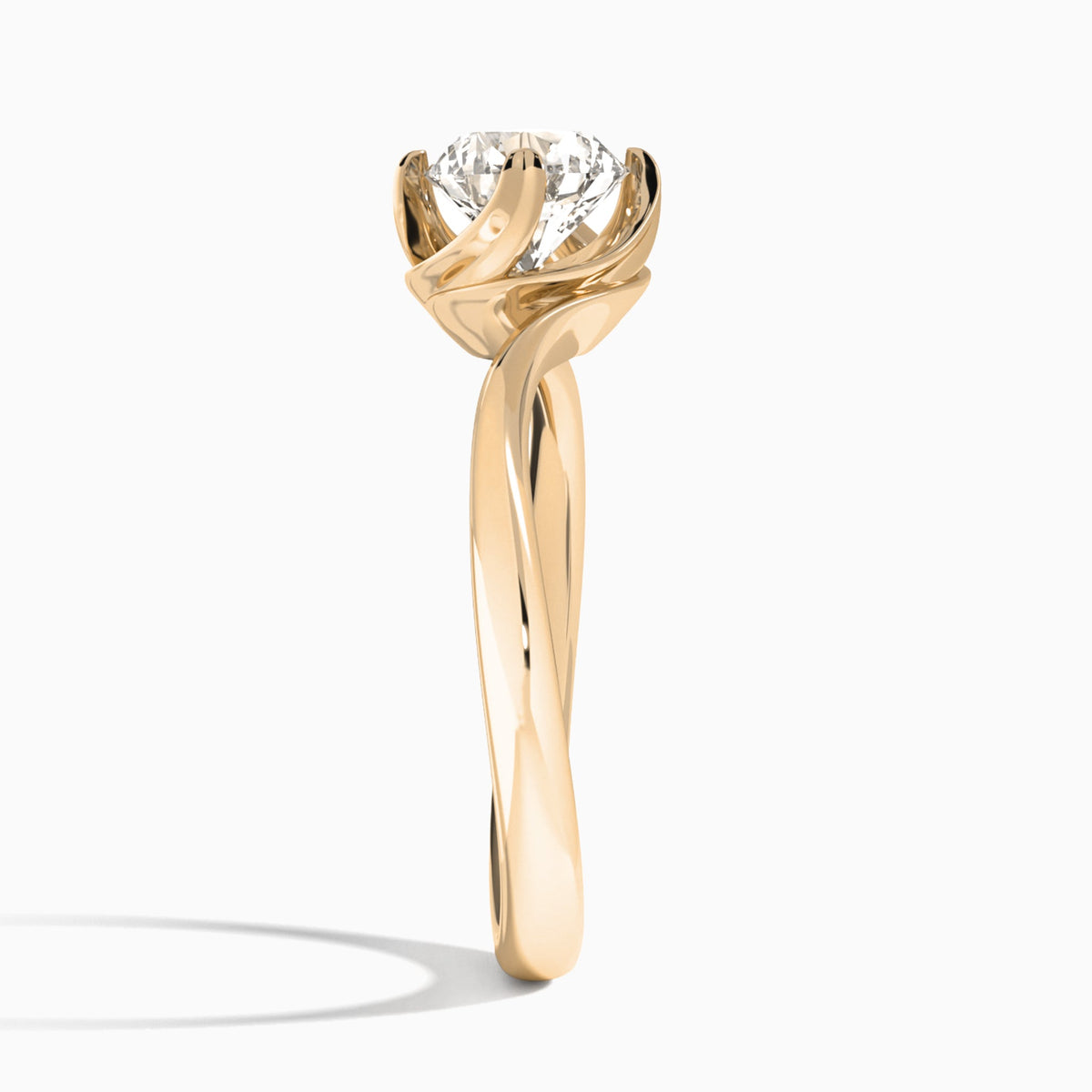 Round Calla Solitaire Lab Grown Diamond Engagement Ring In 14K Rose Gold, Side View