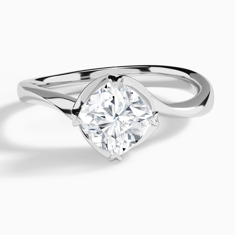 Cushion Calla Solitaire Lab Grown Diamond Engagement Ring In 18K White Gold - Lucenjuri