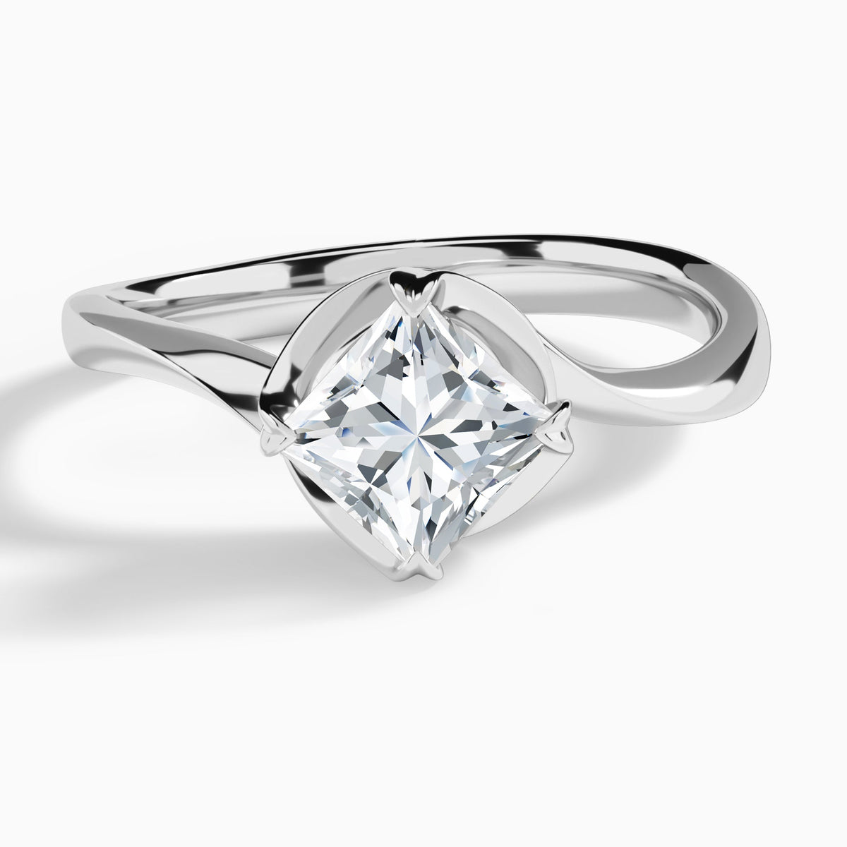 Princess Calla Solitaire Lab Grown Diamond Engagement Ring In 18K White Gold - Lucenjuri