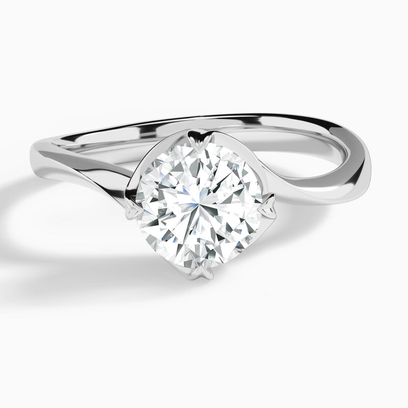 Round Calla Solitaire Lab Grown Diamond Engagement Ring In 14K White Gold - Lucenjuri