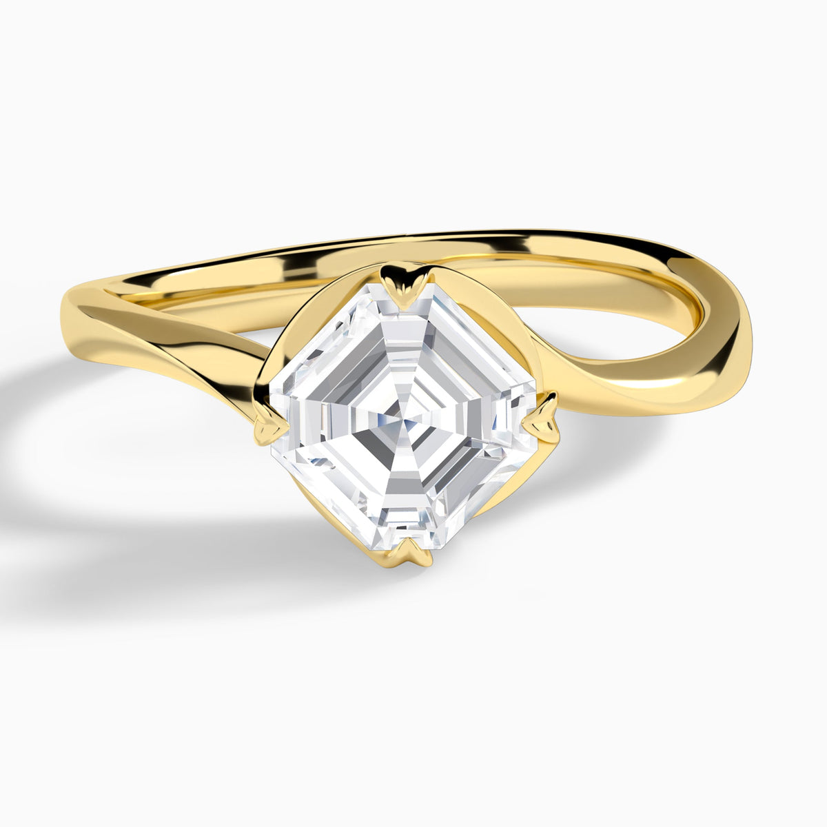 Asscher Calla Solitaire Lab Grown Diamond Engagement Ring In 14K Yellow Gold - Lucenjuri