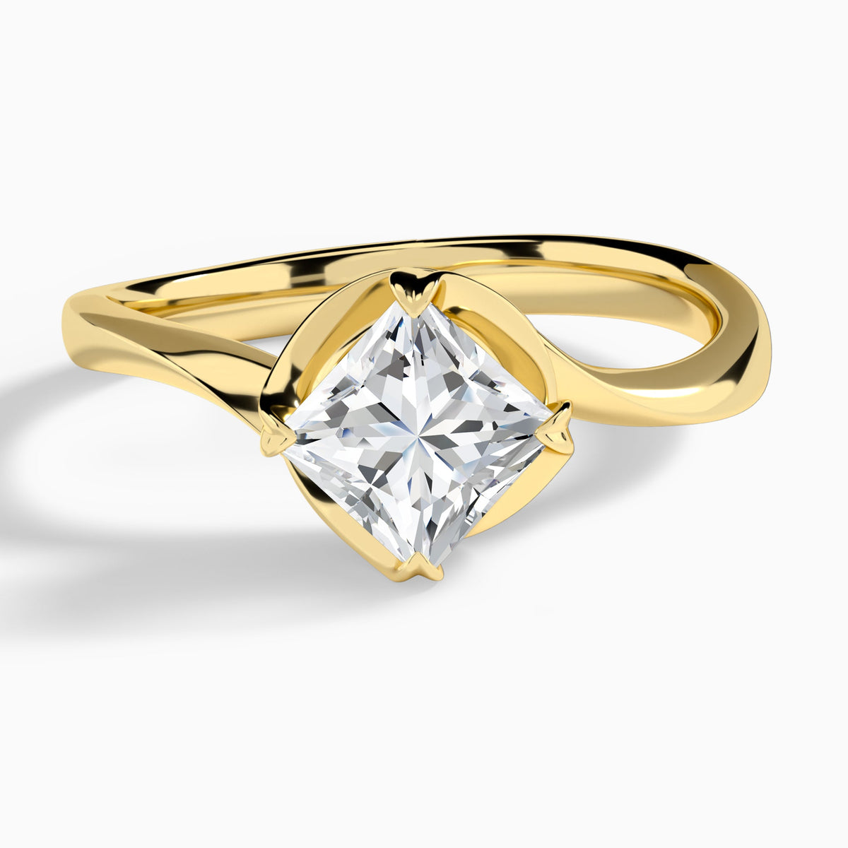 Princess Calla Solitaire Lab Grown Diamond Engagement Ring In 18K Yellow Gold - Lucenjuri