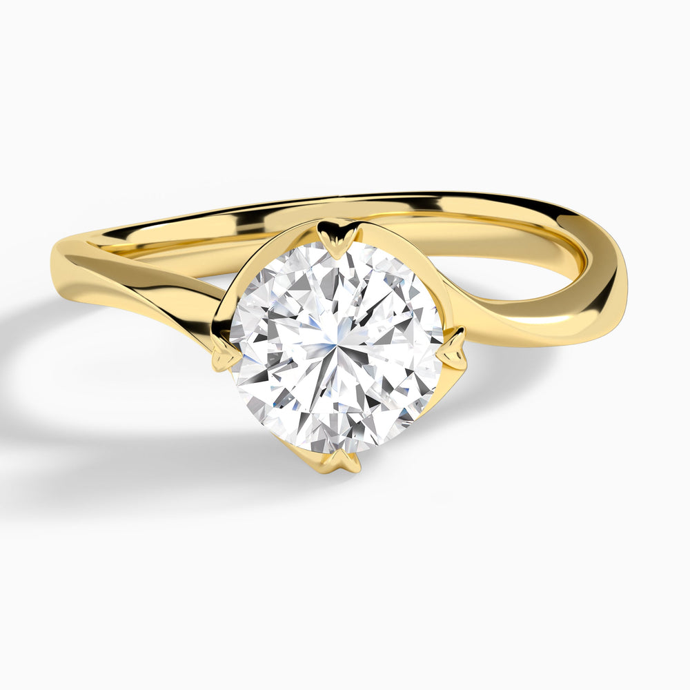 Round Calla Solitaire Lab Grown Diamond Engagement Ring In 14K Yellow Gold - Lucenjuri