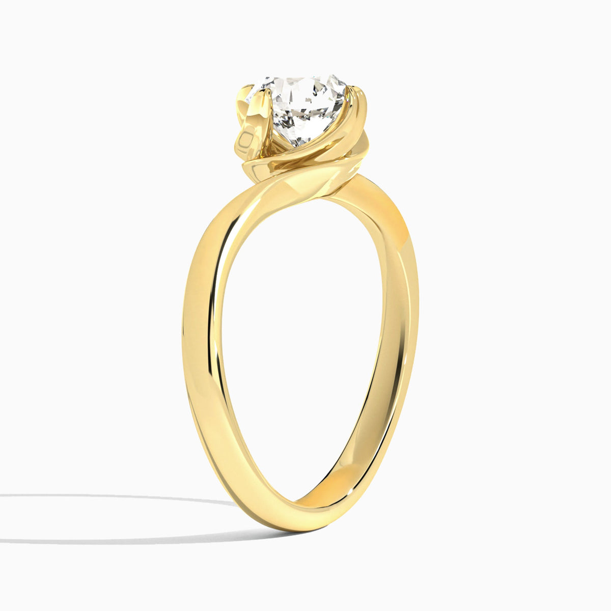 Round Calla Solitaire Lab Grown Diamond Engagement Ring In 18K Yellow Gold, Angle View