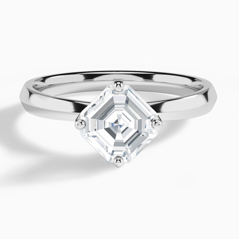 Asscher Freesia Lab Grown Diamond Engagement Ring In 14K White Gold - Lucenjuri