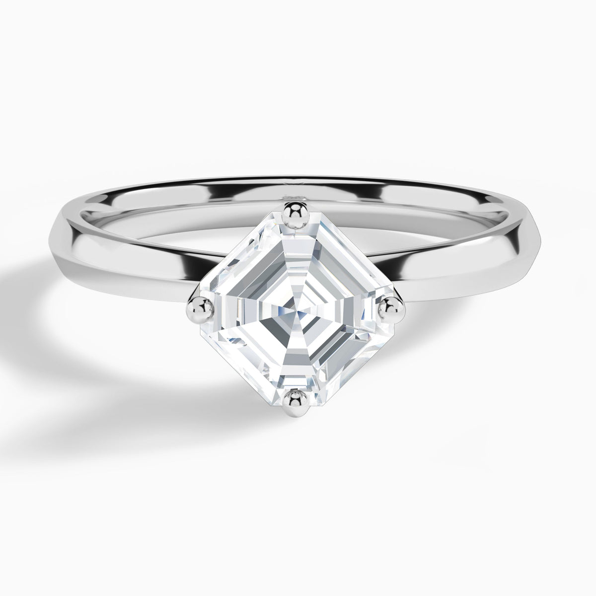 Asscher Freesia Lab Grown Diamond Engagement Ring In 14K White Gold - Lucenjuri