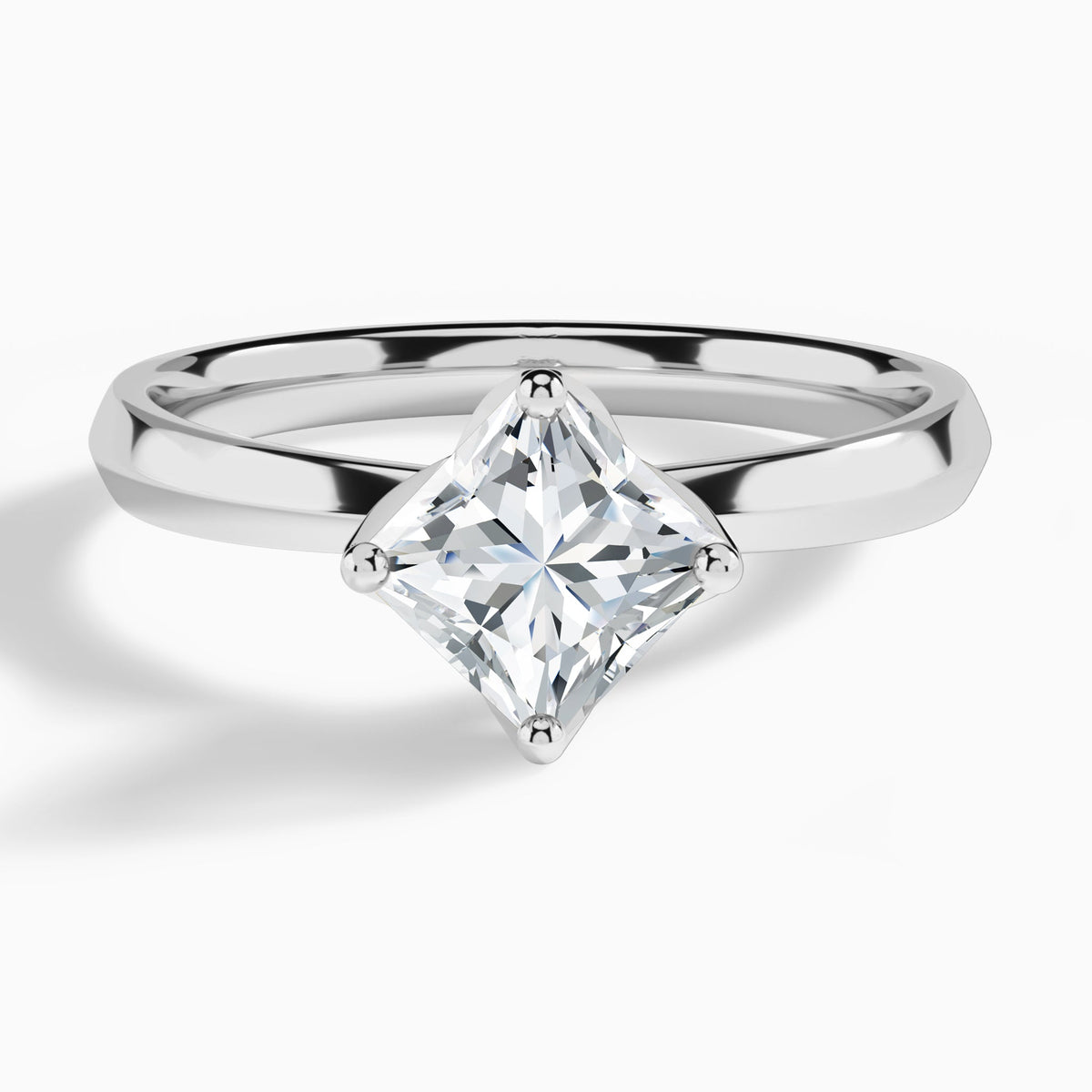 Princess Freesia Lab Grown Diamond Engagement Ring In 18K White Gold - Lucenjuri