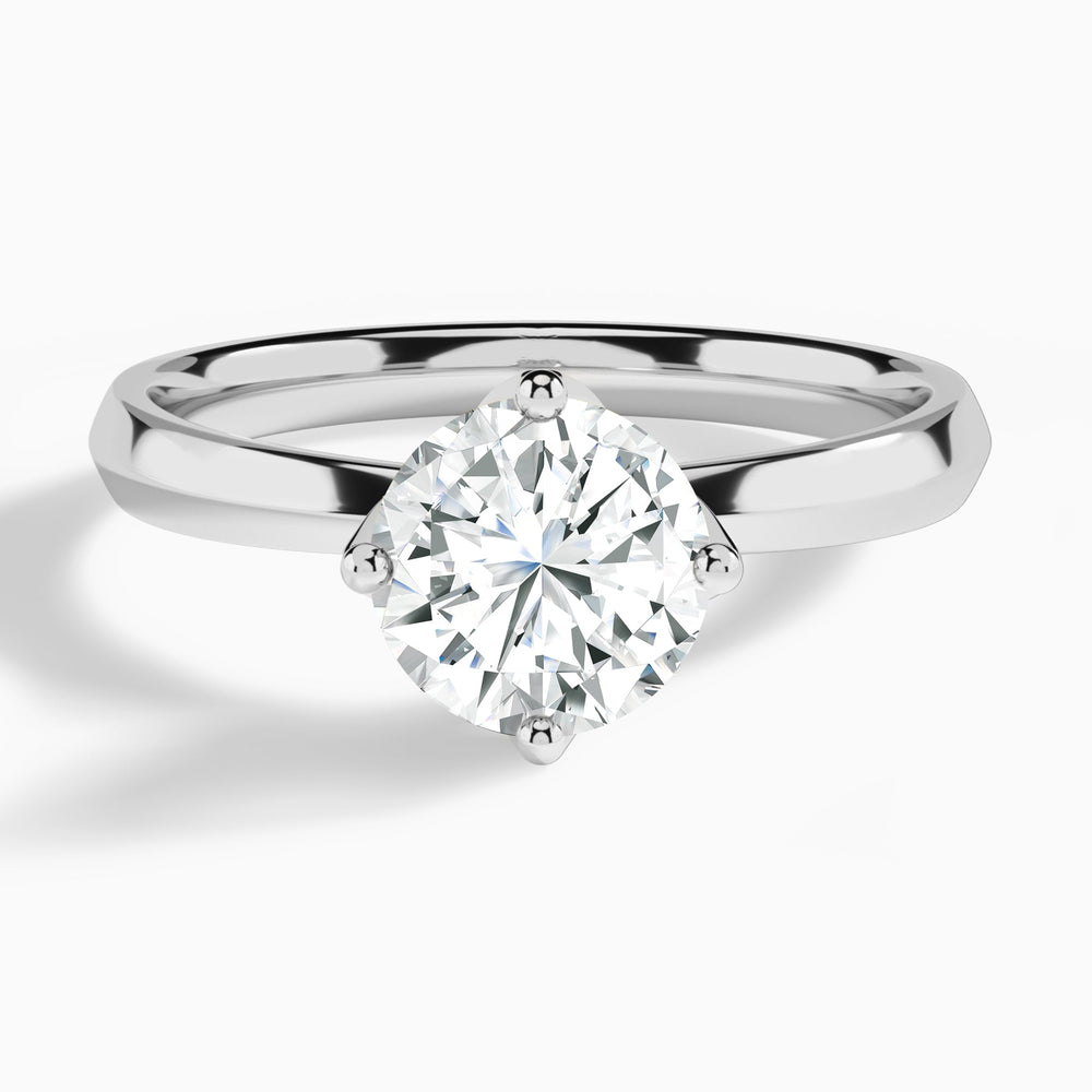 Round Freesia Lab Grown Diamond Engagement Ring In 14K White Gold - Lucenjuri