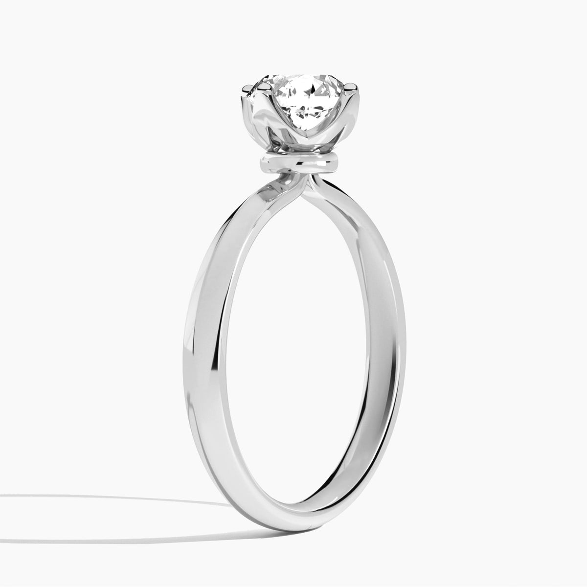 Round Freesia Lab Grown Diamond Engagement Ring In 18K White Gold, Angle View