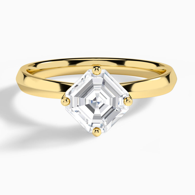 Asscher Freesia Lab Grown Diamond Engagement Ring In 14K Yellow Gold - Lucenjuri