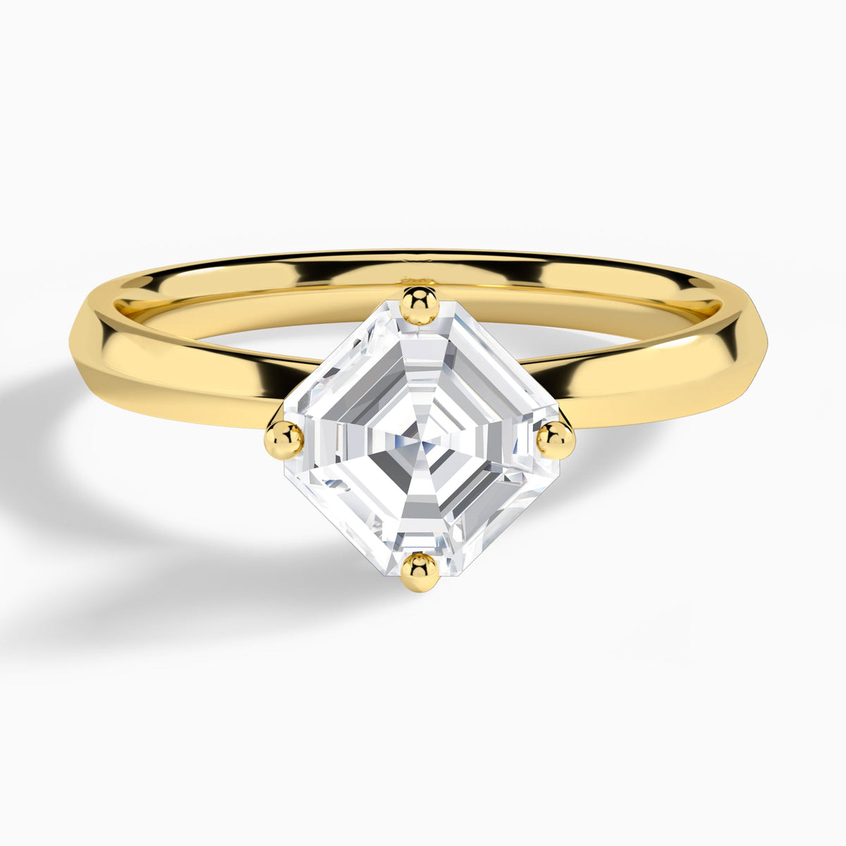 Asscher Freesia Lab Grown Diamond Engagement Ring In 14K Yellow Gold - Lucenjuri