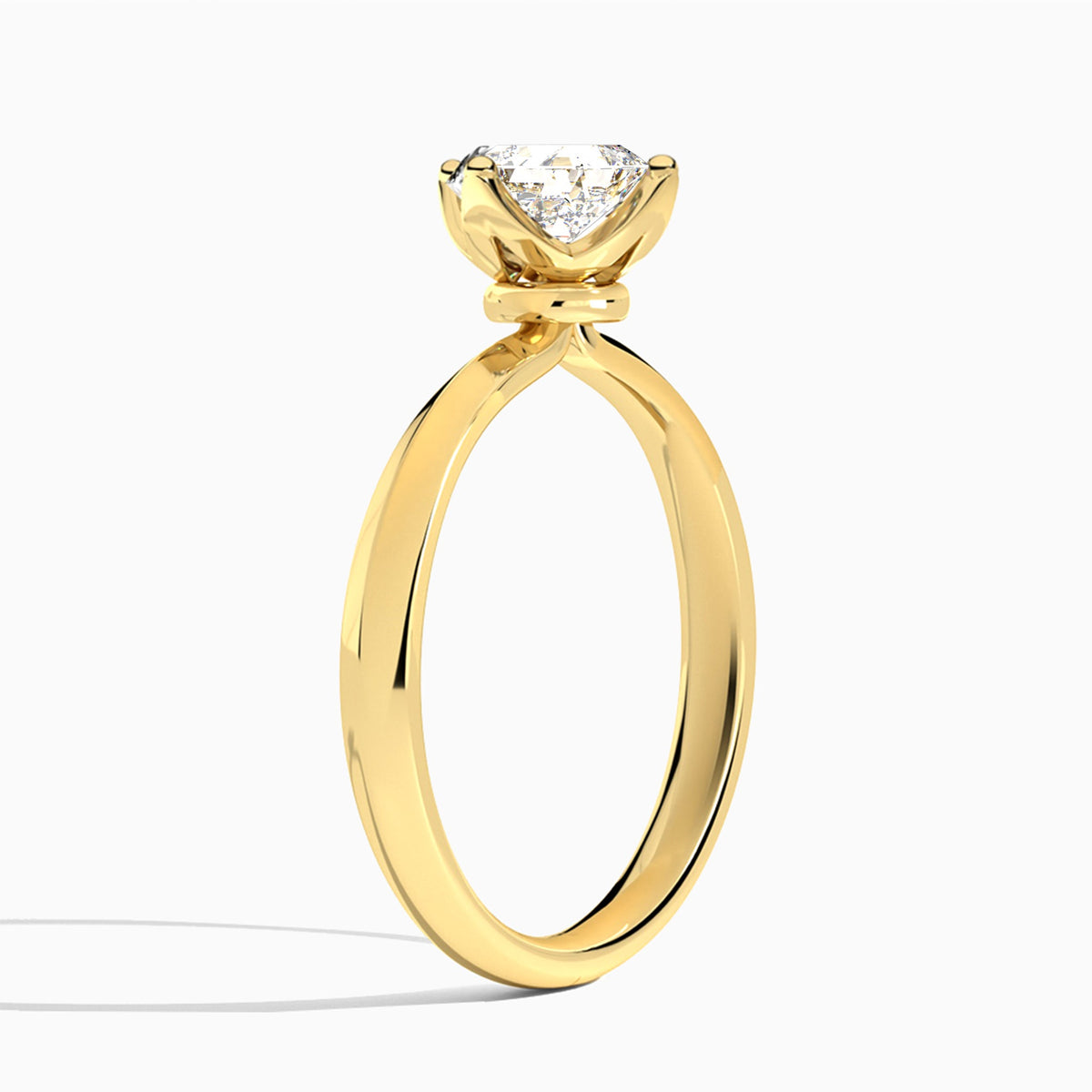 Asscher Freesia Lab Grown Diamond Engagement Ring In 18K Yellow Gold, Angle View