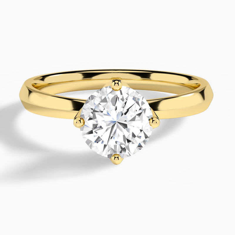 Round Freesia Lab Grown Diamond Engagement Ring In 18K Yellow Gold - Lucenjuri