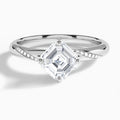 Accented Petal Four-Prong Diamond Engagement Ring