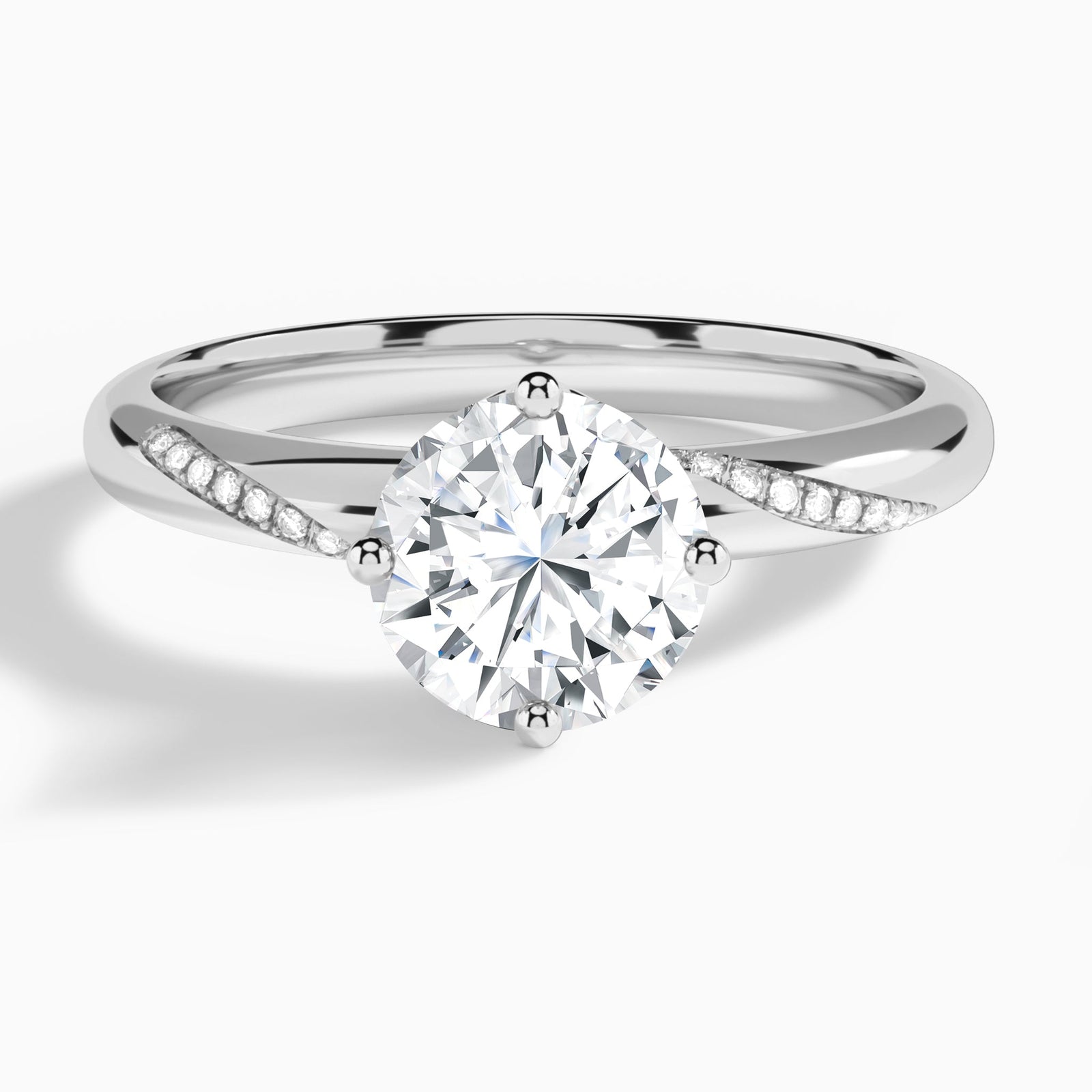 Accented Petal Four-Prong Diamond Engagement Ring