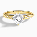 Accented Petal Four-Prong Diamond Engagement Ring