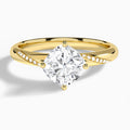 Accented Petal Four-Prong Diamond Engagement Ring