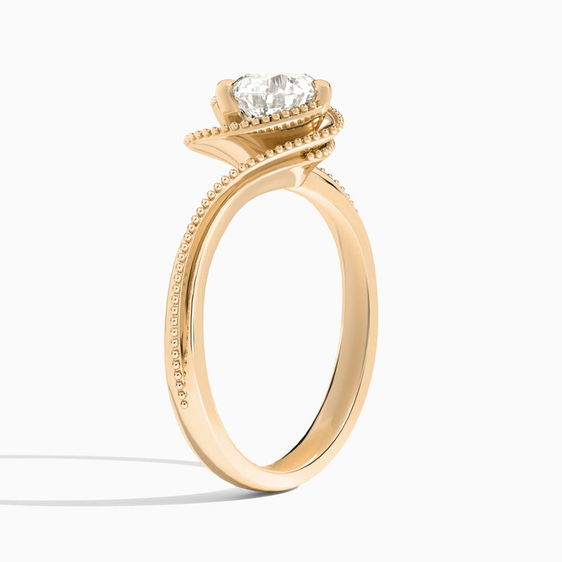 Round Paloma Lab Grown Diamond Engagement Ring In 14K Rose Gold, Angle View