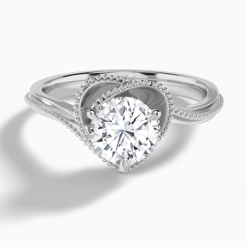 Round Paloma Lab Grown Diamond Engagement Ring In 14K White Gold - Lucenjuri