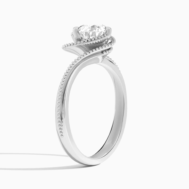 Round Paloma Lab Grown Diamond Engagement Ring In 14K White Gold, Angle View