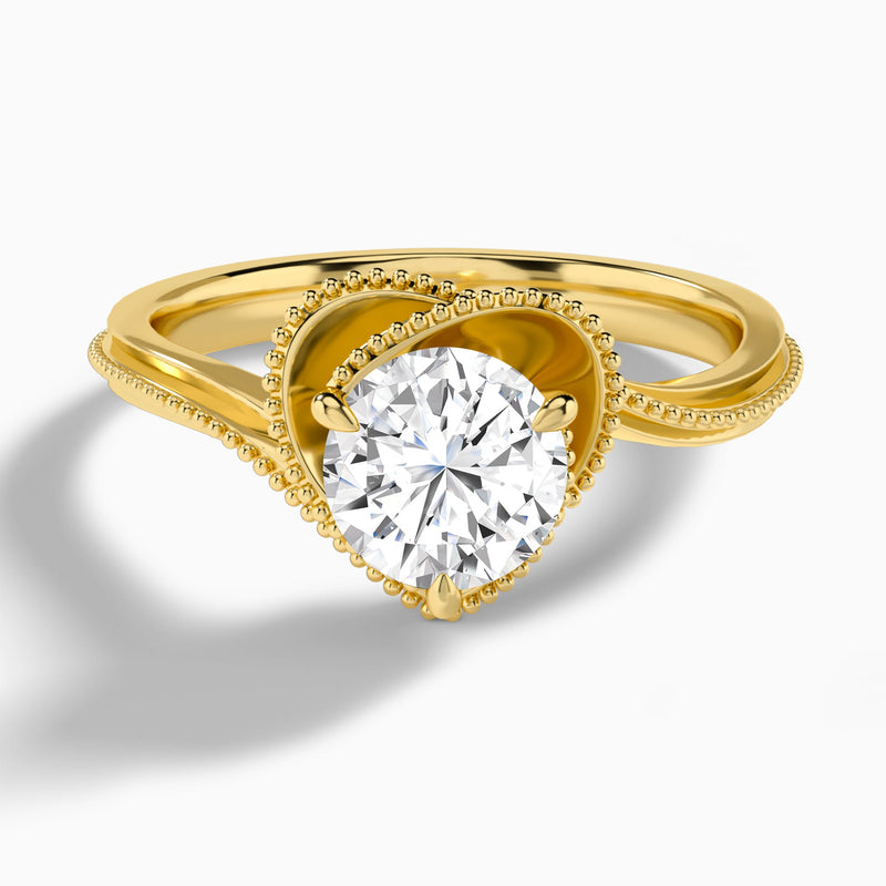 Round Paloma Lab Grown Diamond Engagement Ring In 14K Yellow Gold - Lucenjuri