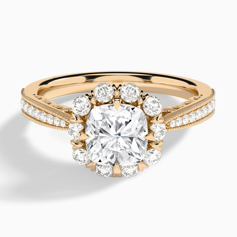 Cushion Luxe Daphne Lab Grown Diamond Engagement Ring In 14K Rose Gold - Lucenjuri