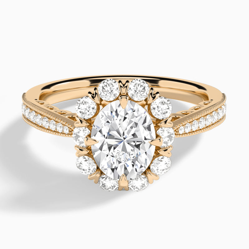 Oval Luxe Daphne Lab Grown Diamond Engagement Ring In 14K Rose Gold - Lucenjuri