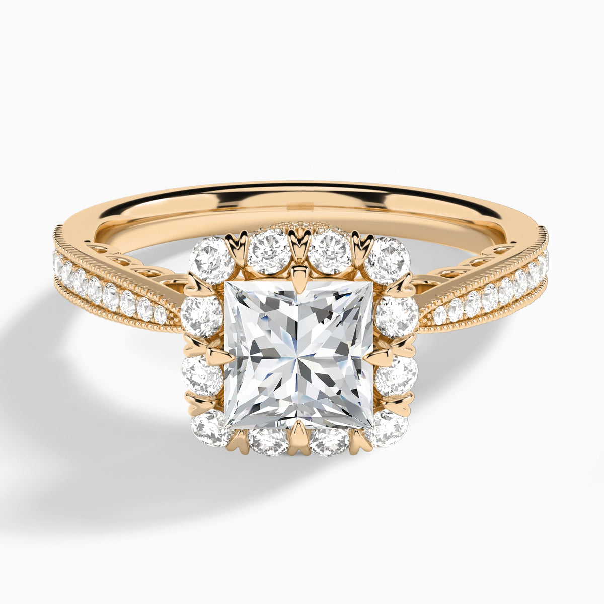 Princess Luxe Daphne Lab Grown Diamond Engagement Ring In 14K Rose Gold - Lucenjuri