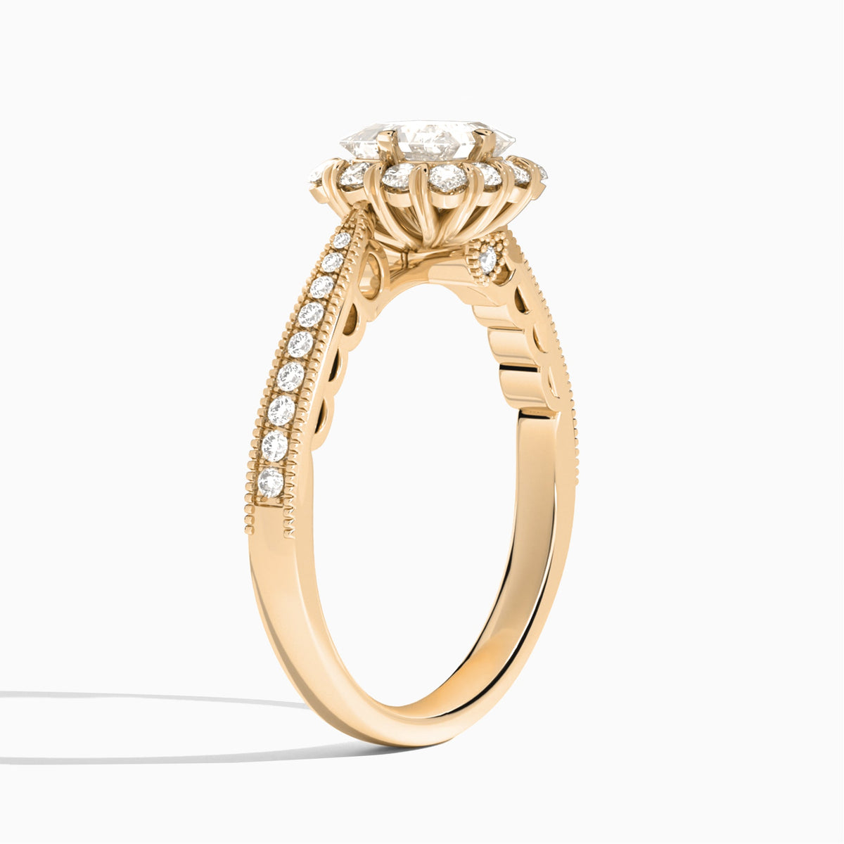 Princess Luxe Daphne Lab Grown Diamond Engagement Ring In 14K Rose Gold, Angle View