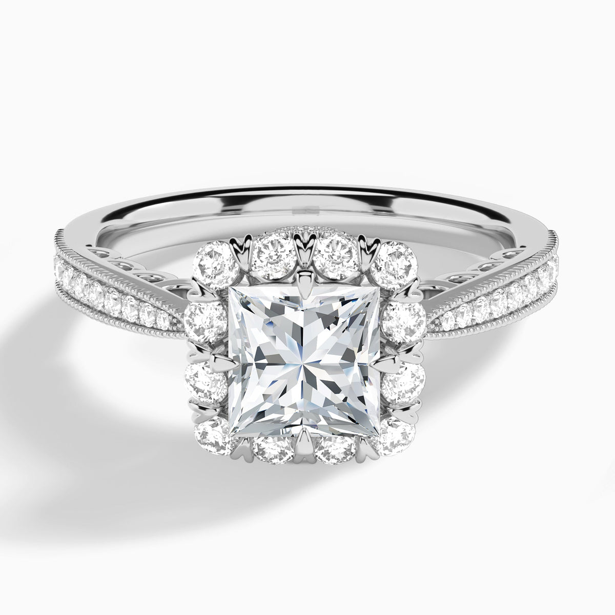 Princess Luxe Daphne Lab Grown Diamond Engagement Ring In 14K White Gold - Lucenjuri