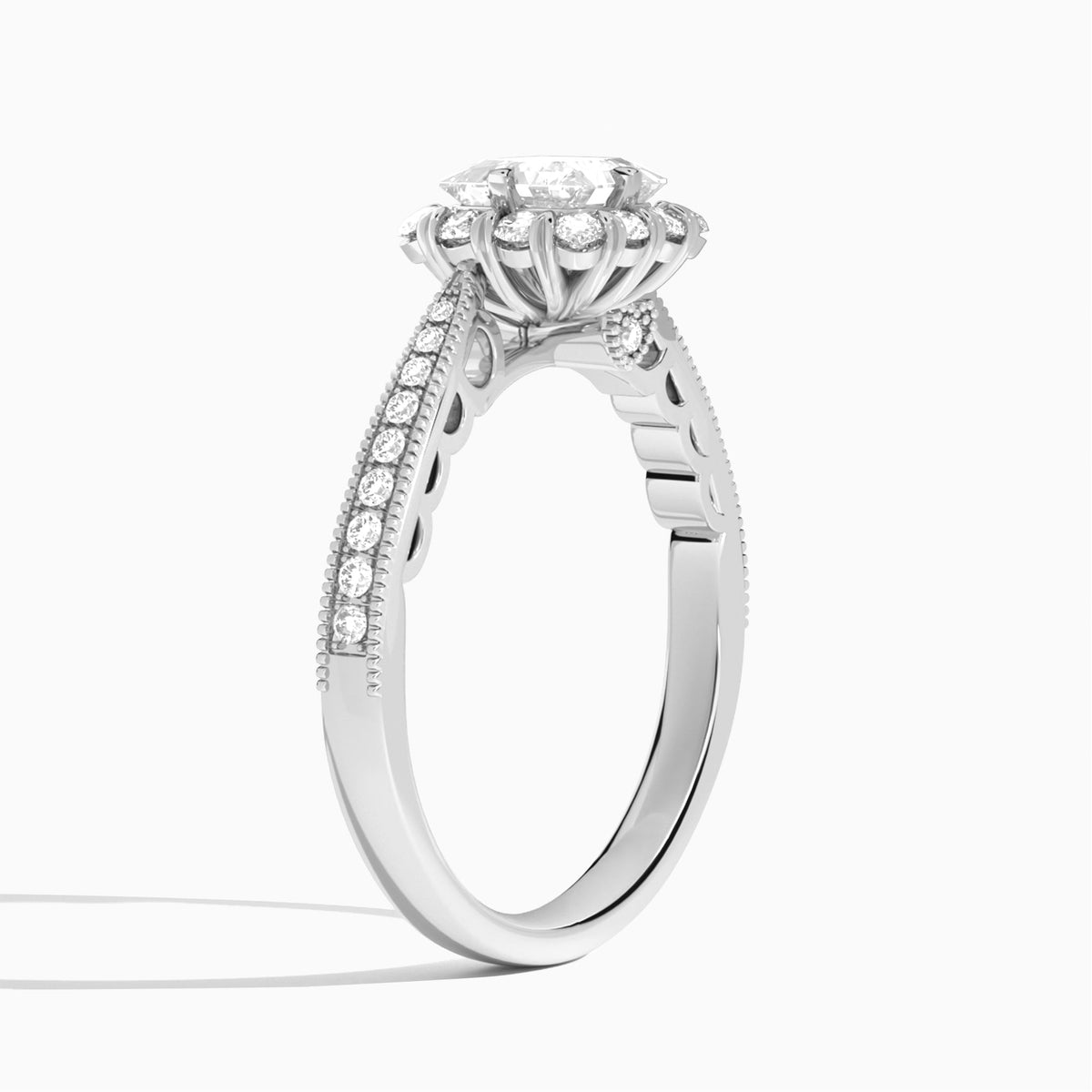 Princess Luxe Daphne Lab Grown Diamond Engagement Ring In 14K White Gold, Angle View